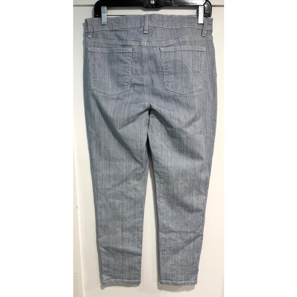 EILEEN FISHER Straight Striped Org Cotton Blend Denim Jeans Pants Size 10 - Picture 2 of 4